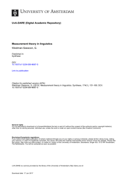 Measurement theory in linguistics Weidman-Sassoon, G. - UvA-DARE