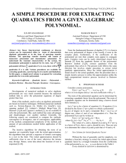 a simple procedure for extracting quadratics from a given algebraic