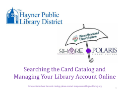 to view the Card Catalog and Online Account Instructions