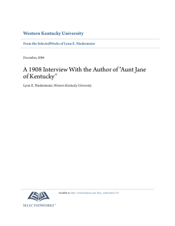 A 1908 Interview With the Author of "Aunt Jane of Kentucky"