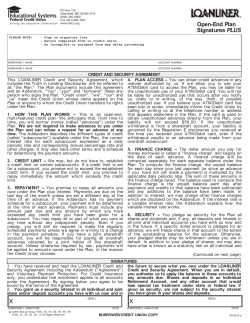 Open End and Signature Credit and Security Agreement