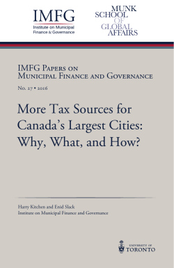 IMFG Paper No. 27: More Tax Sources for Canada`s Largest Cities