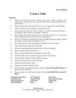 Create a Table - South Columbus High School