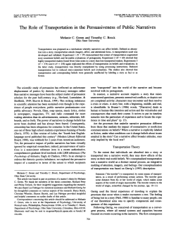 The Role of Transportation in the Persuasiveness of Public Narratives
