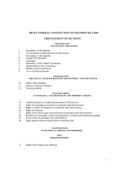 Draft Federal Constitution of the Solomon Islands