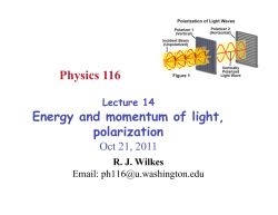 Physics 116 Energy and momentum of light, polarization