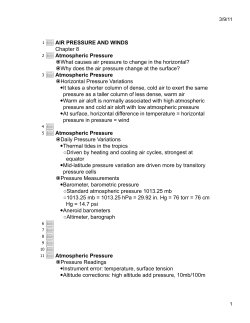 AIR PRESSURE AND WINDS Chapter 8 Atmospheric Pressure