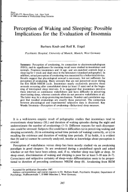 Perception of Waking and Sleeping: Possible Implications for the