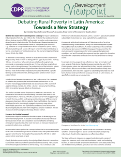 Debating Rural Poverty in Latin America: Towards a New Strategy