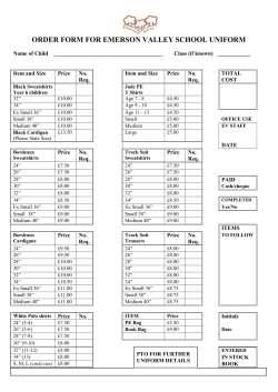 ORDER FORM FOR EMERSON VALLEY SCHOOL UNIFORM