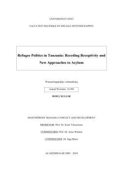 Refugee Politics in Tanzania: Receding Receptivity and New