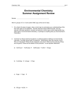 Environmental Chemistry SA Questions updated
