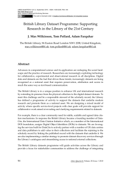 British Library Dataset Programme: Supporting