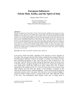 European Influences: Edwin Muir, Kafka, and the Spirit of Italy