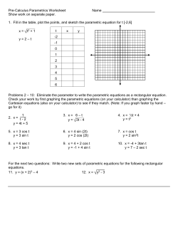 Pre-Calculus Parametrics Worksheet #2