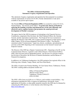 1 The Office of Financial Regulation Statement of Agency