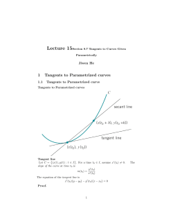 1 Tangents to Parametrized curves