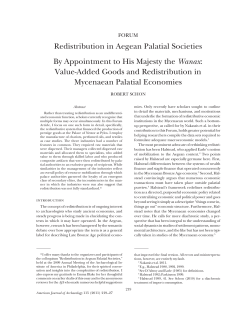 Redistribution in Aegean Palatial Societies By Appointment to His