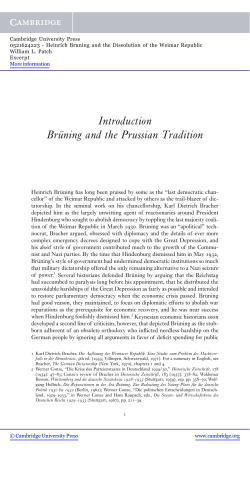 Introduction Br&uuml;ning and the Prussian Tradition
