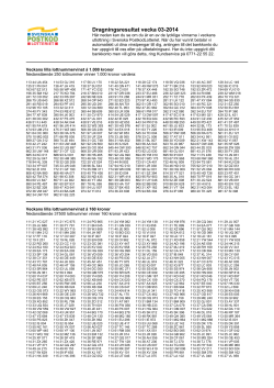 Dragningsresultat vecka 03-2014