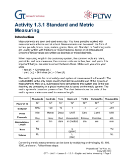 Standard and Metric Measurement Standard and Metric