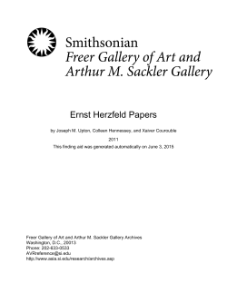 Ernst Herzfeld Papers - Freer and Sackler Galleries