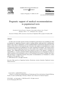 Pragmatic support of medical recommendations in popularized texts