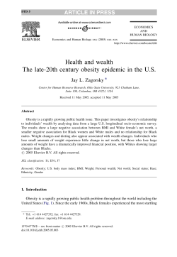 Health and wealth The late-20th century obesity epidemic in the US
