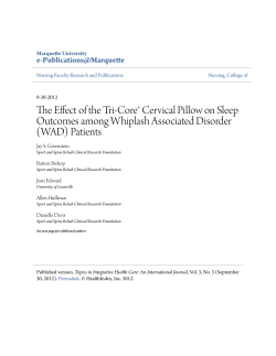 The Effect of the Tri-CoreÂ® Cervical Pillow on Sleep Outcomes