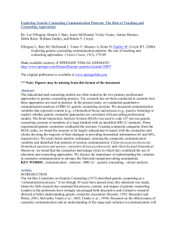Exploring Genetic Counseling Communication Patterns: The Role of