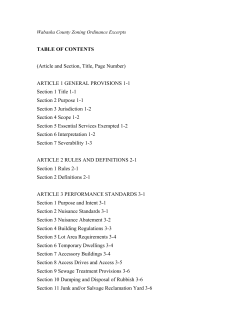 TABLE OF CONTENTS (Article and Section, Title, Page Number