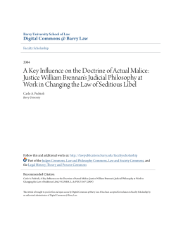 A Key Influence on the Doctrine of Actual Malice: Justice William
