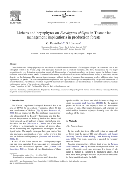 Lichens and bryophytes on Eucalyptus obliqua in Tasmania