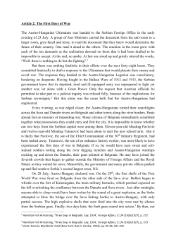 Article 2: The First Days of War The Austro