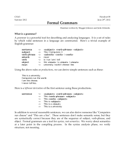 Formal Grammars - Stanford University