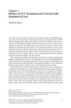 History of ACL Treatment and Current Gold Standard of