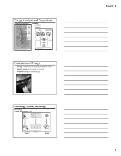Energy, Catalysis and Biosynthesis Conservation of Energy