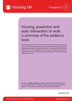 Housing, prevention and early intervention at work: a