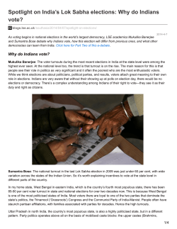 Spotlight on India`s Lok Sabha elections: Why do Indians vote?