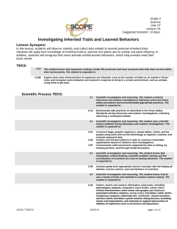 Investigating Inherited Traits and Learned Behaviors