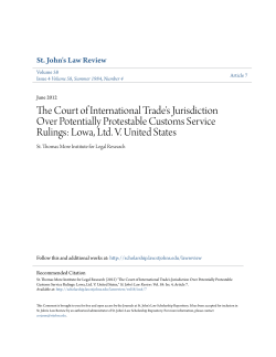 The Court of International Trade`s Jurisdiction Over Potentially
