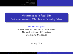 Mathematics in Real Life - Mathematics and Mathematics Education