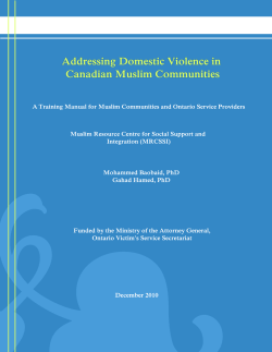 A Training Manual for Muslim Communities and Ontario Service
