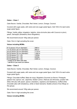 Cakes – Class 1 Cake flavors: Vanilla, Chocolate, Red Velvet