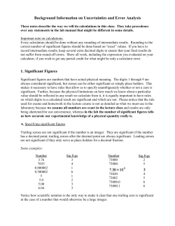 Information on Uncertainties and Error Analysis