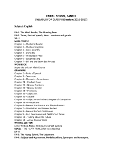 KAIRALI SCHOOL, RANCHI SYLLABUS FOR CLASS VI (Session