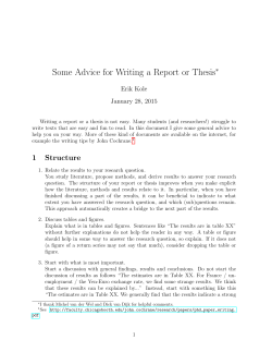 Some Advice for Writing a Report or Thesis