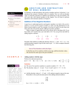 1.3 Addition and Subtraction of Real Numbers