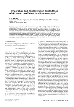 Temperature and concentration dependence of diffusion coefficient