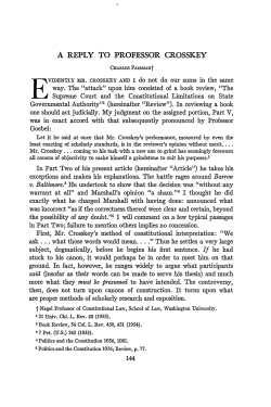 A Reply to Professor Crosskey - Chicago Unbound